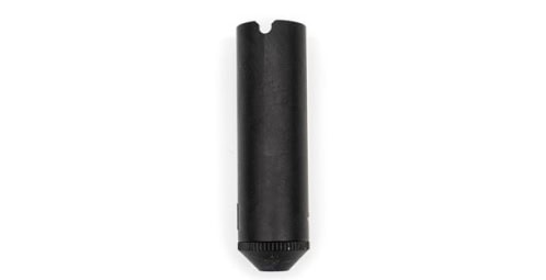 Un outil cylindrique noir avec une surface lisse et une fente étroite sur le dessus, rappelant le design élégant dun Epilog Fusion Maker. Lextrémité inférieure semble légèrement plus large avec une poignée texturée pour la manipulation.