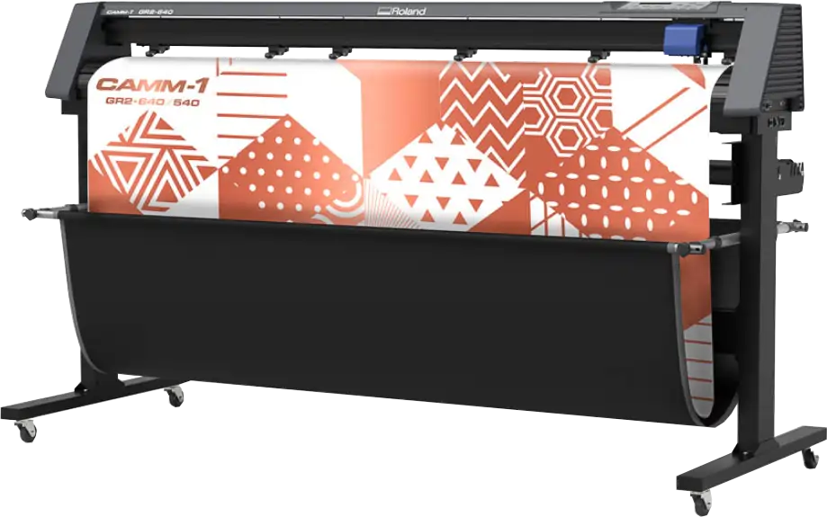 Un plotter de découpe Roland GR2-640 CAMM-1 est présentée.