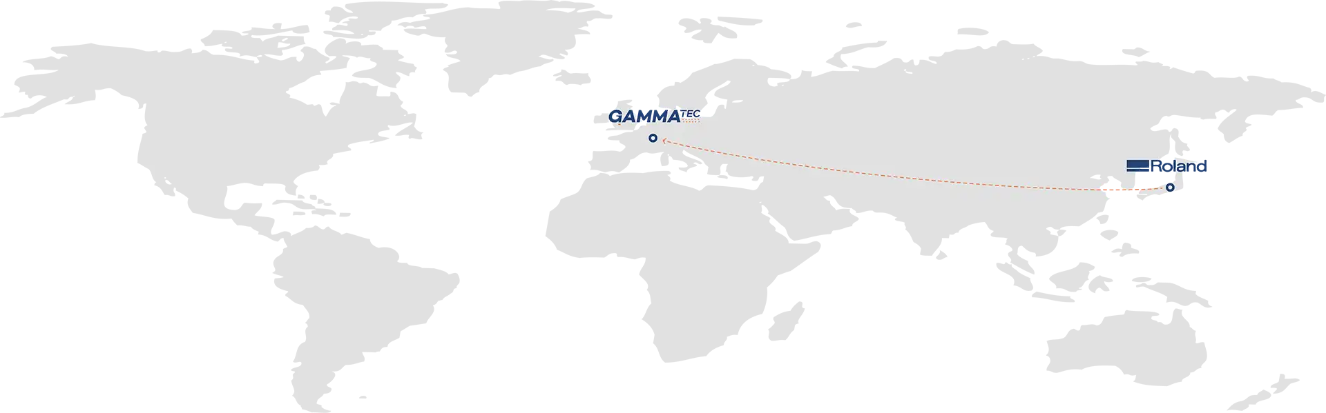 Une carte montrant une trajectoire de vol par Allegiant Air de Las Vegas, Nevada à Knoxville, Tennessee, illustrée par une ligne orange en pointillé, est affichée comme si elle avait été imprimée par un Imprimante Roland pour une clarté éclatante.